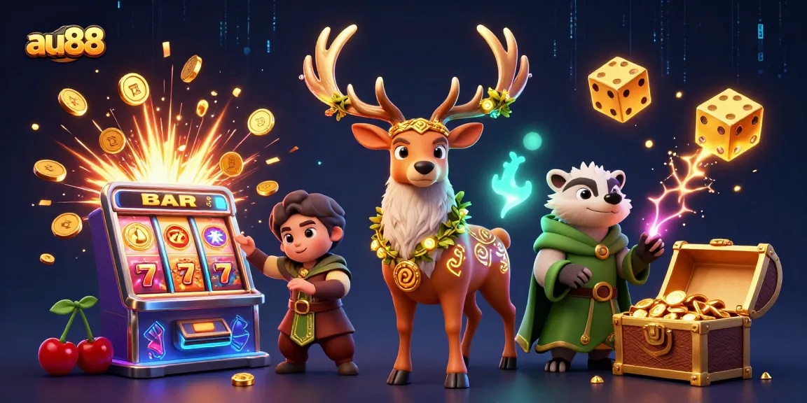 Discover the exciting world of au88 with a vibrant 3D casino scene featuring a jackpot explosion and engaging game elements.
