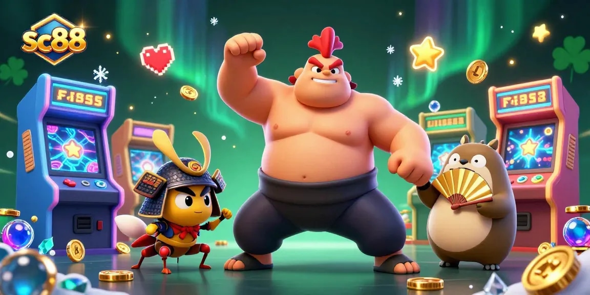 Engage in thrilling gameplay at sc88 with a dynamic casino scene featuring vibrant characters and elements.