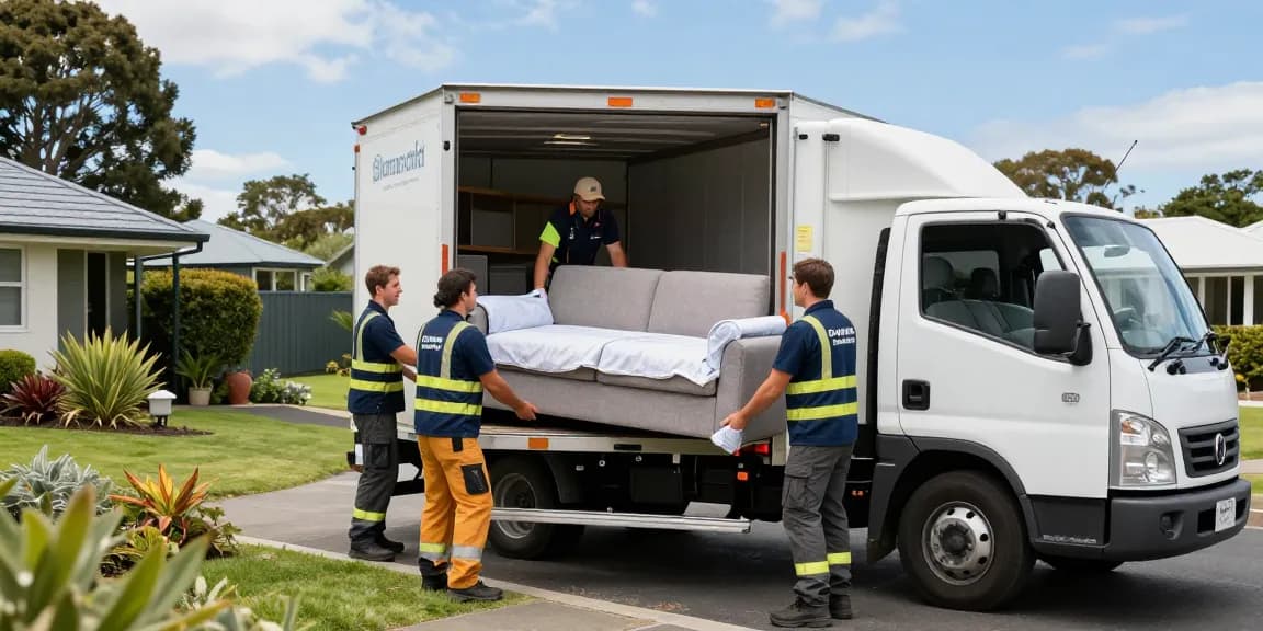 Tauranga movers loading furniture into a moving truck, demonstrating professional relocation services.