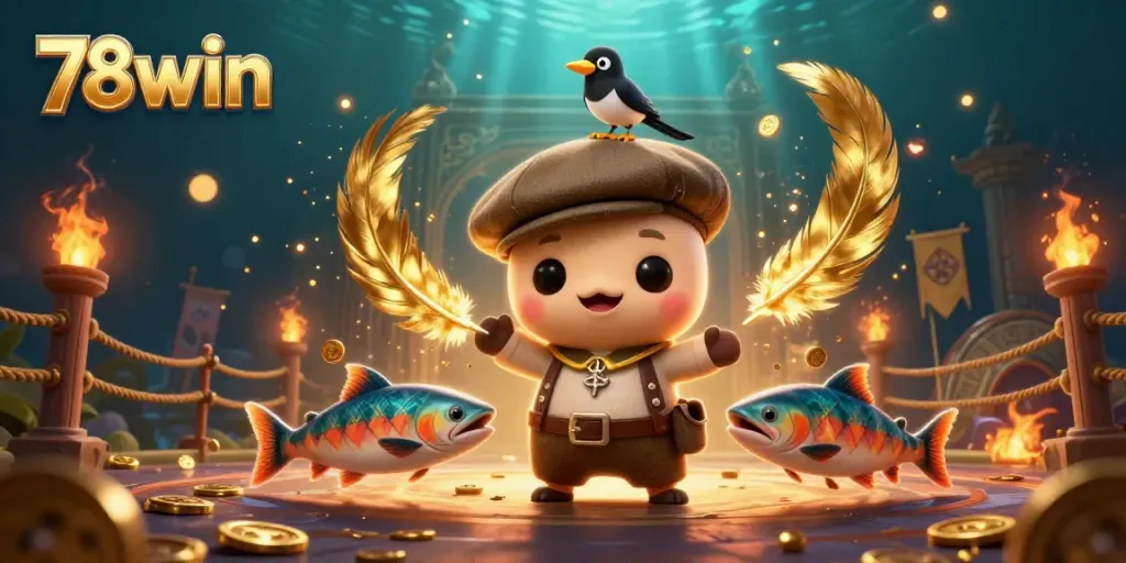 Experience the fantastic world of 78win where gaming and fun unite, featuring vibrant characters and rich casino elements.