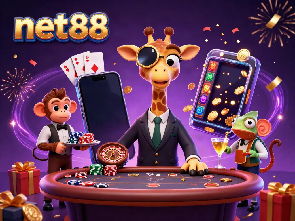 Experience exhilarating card games at net88 with vibrant casino elements and characters.