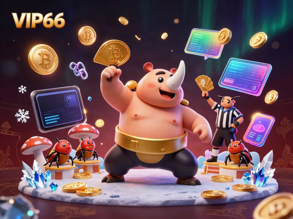 Experience vibrant gameplay with VIP66 featuring sumo champion and crypto elements.