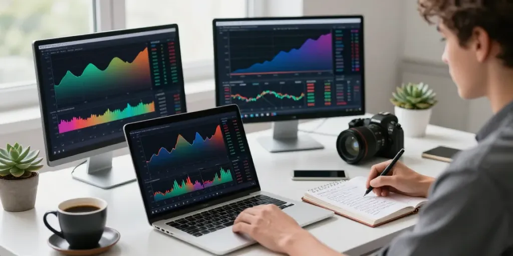 AI-driven trading analysis with slate capivex insights in a modern workspace