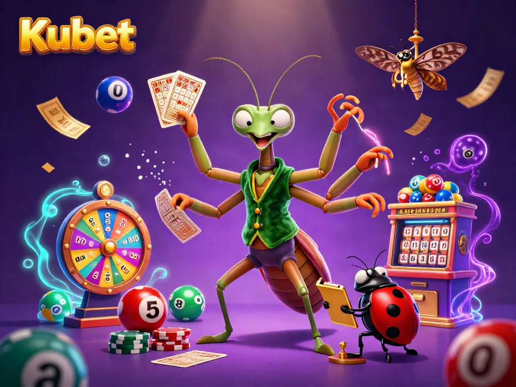Kubet offers thrilling gambling excitement with vibrant lottery balls and energetic characters.