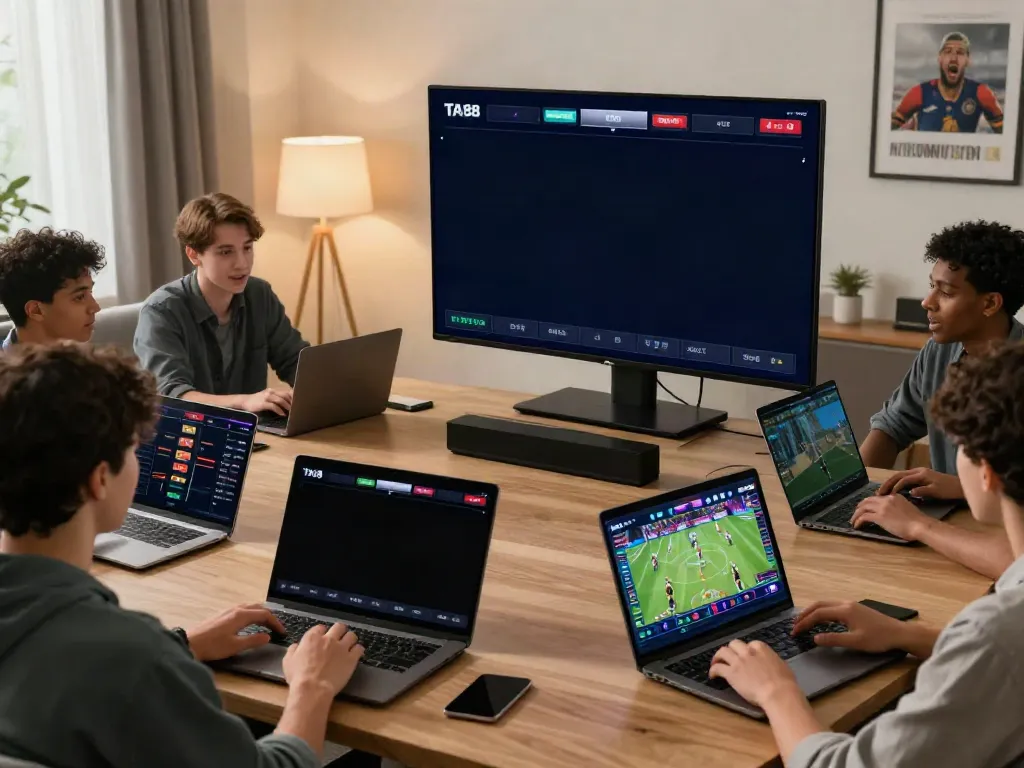 Players interacting with the TA88.network interface in an exciting betting atmosphere.