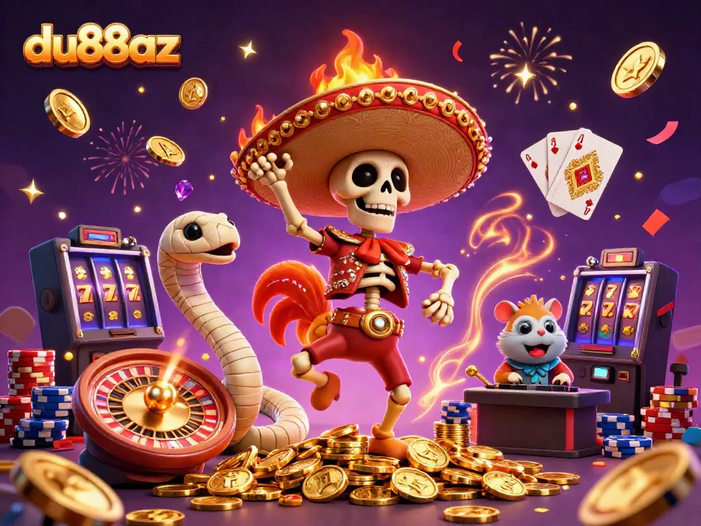 Experience winning at du88az with a fiesta of golden coins and vibrant casino elements.
