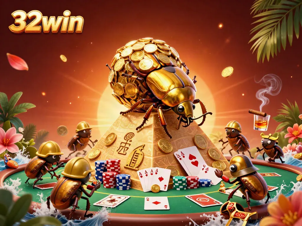 Experience exhilarating wins at 32win with a vibrant illustration of dynamic casino action.