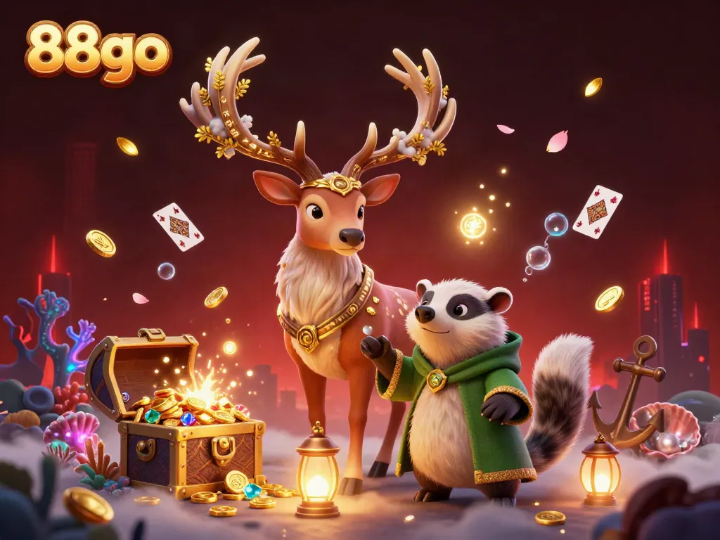 Experience exciting gameplay at 88go with a vibrant casino-themed 3D illustration.