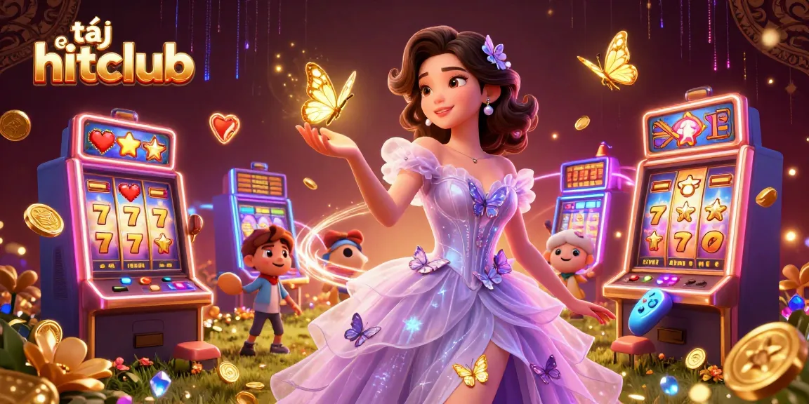 Play and win big with tải hitclub at an online casino, featuring colorful slot machines.