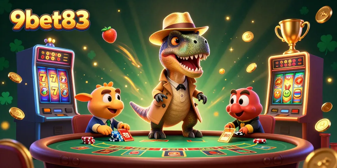 Experience thrilling slots action with 9bet83 in a dynamic casino scene featuring exciting characters.