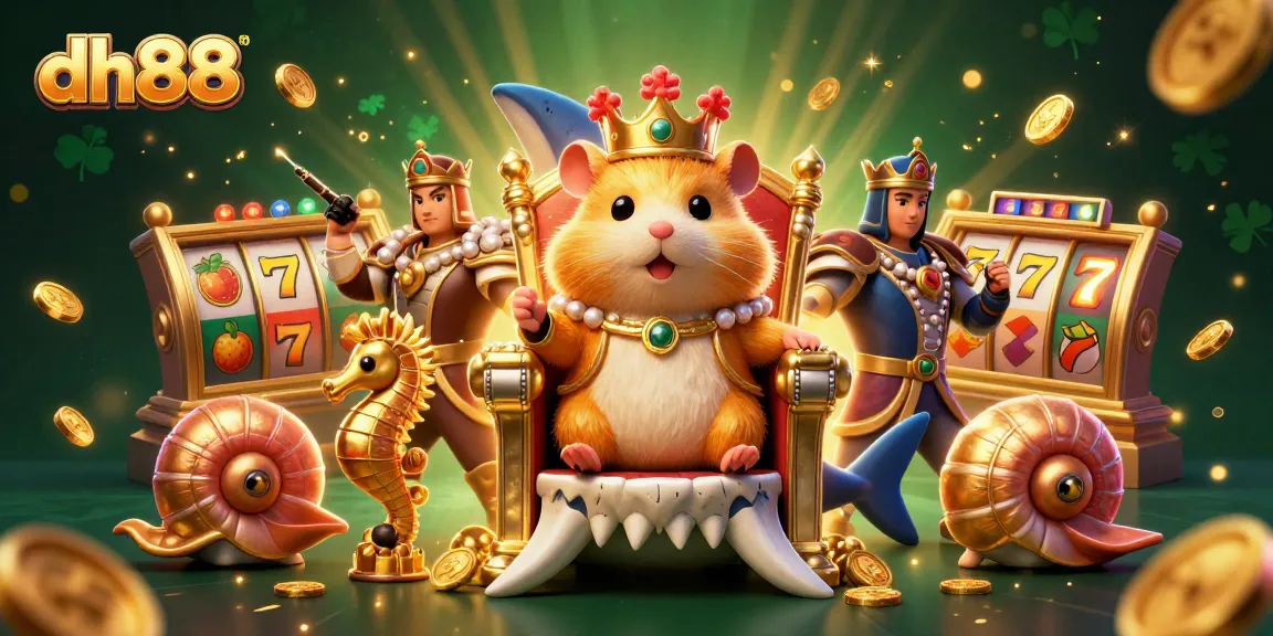 Experience thrilling gameplay with dh88 featuring a golden hamster king and vibrant casino elements.
