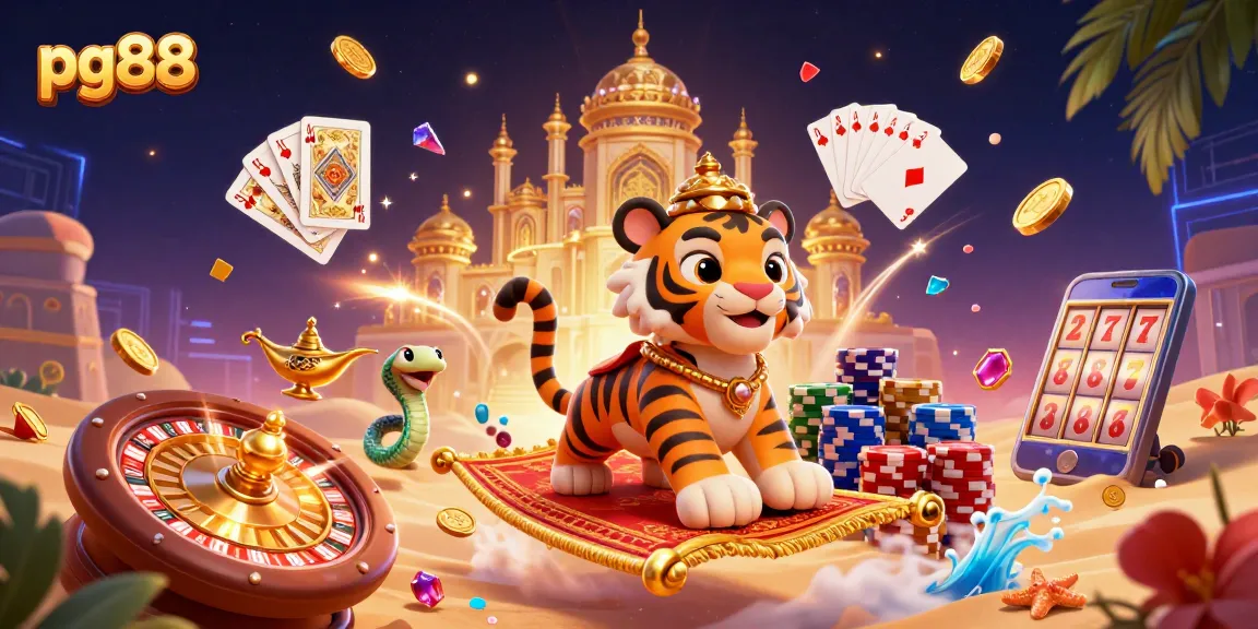 Engage with pg88's vibrant casino action featuring a tiger sultan and magical elements.