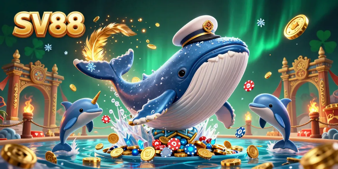 Experience the thrill of SV88 casino games with dynamic characters surrounded by vibrant golden gambling elements.