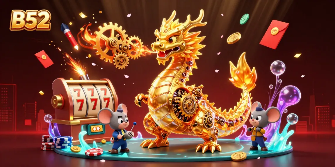 Experience thrilling B52 gameplay with a dragon and engineer in a vibrant casino setting.