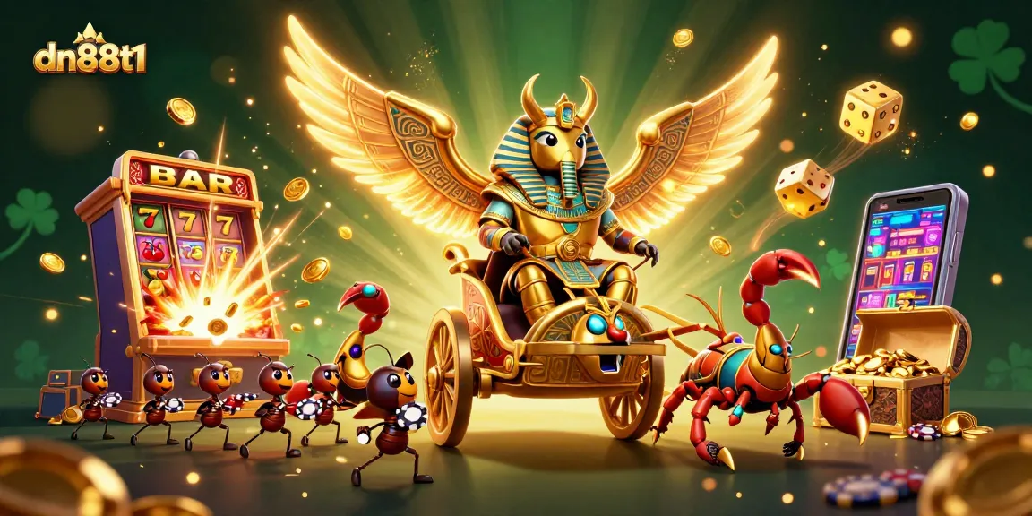 Experience thrilling wins with dn88t1 in this vibrant casino-themed illustration showcasing intense gameplay elements.