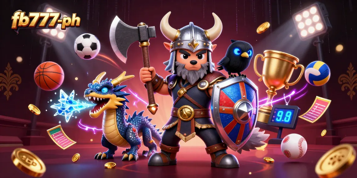 Engage with exciting gameplay at fb777-ph featuring a Viking wolf warrior and dynamic sports elements.