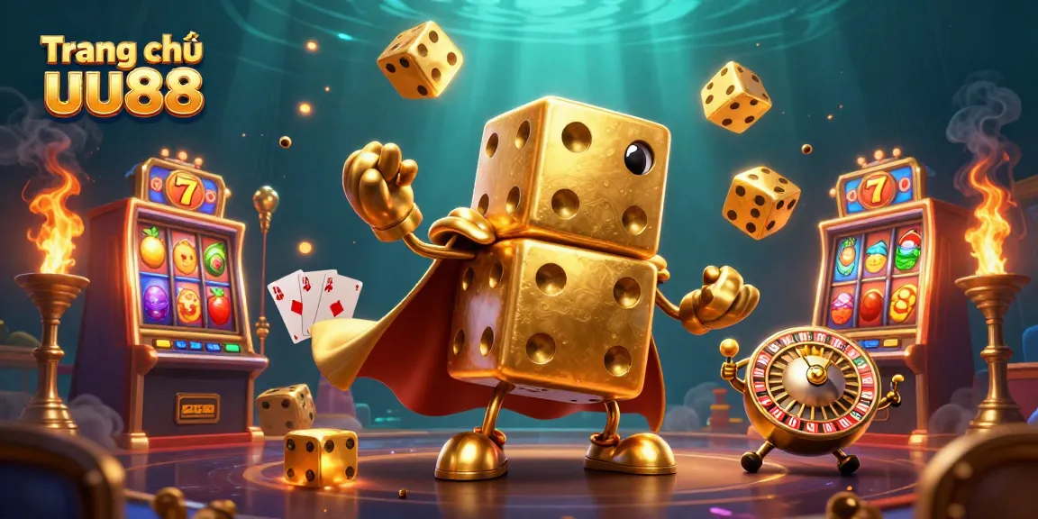 Experience the thrill of winning at Trang chủ uu88 with golden dice and vibrant slot elements.