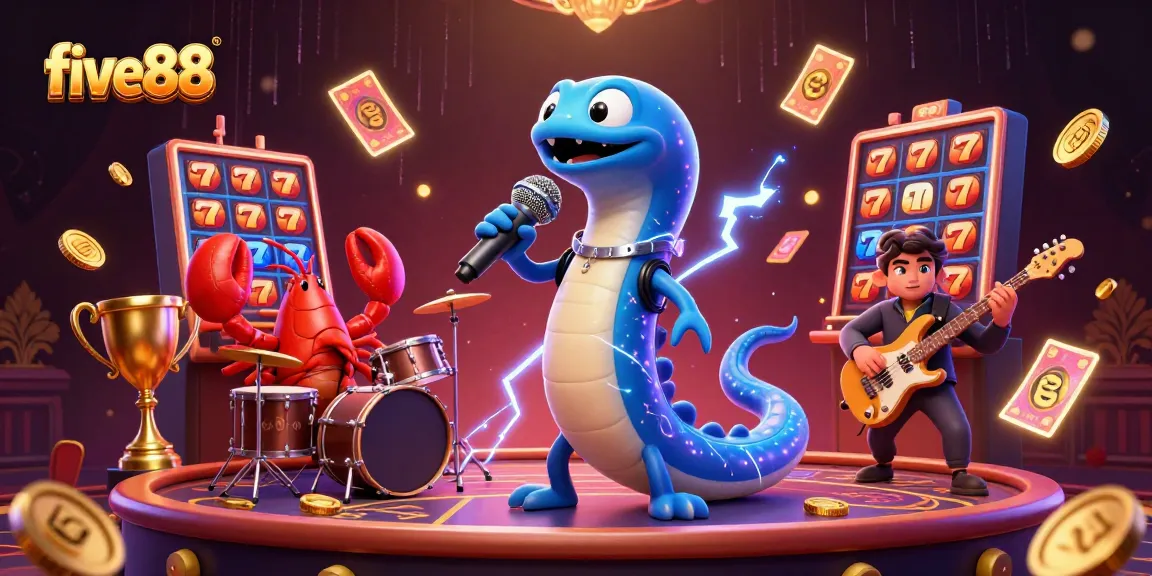 Join the fun at five88 with a vibrant underwater casino stage featuring energetic characters and dazzling elements.