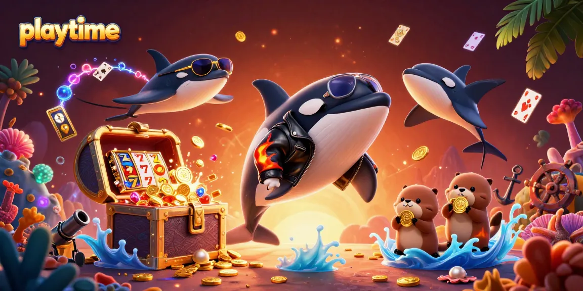 Experience playtime at an exciting online casino with dynamic characters and vibrant elements.