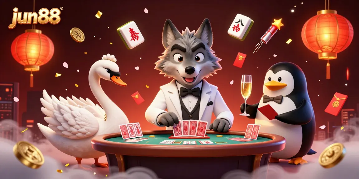 Experience thrilling baccarat with jun88 in an ultra-detailed casino illustration featuring dynamic characters and vibrant elements.