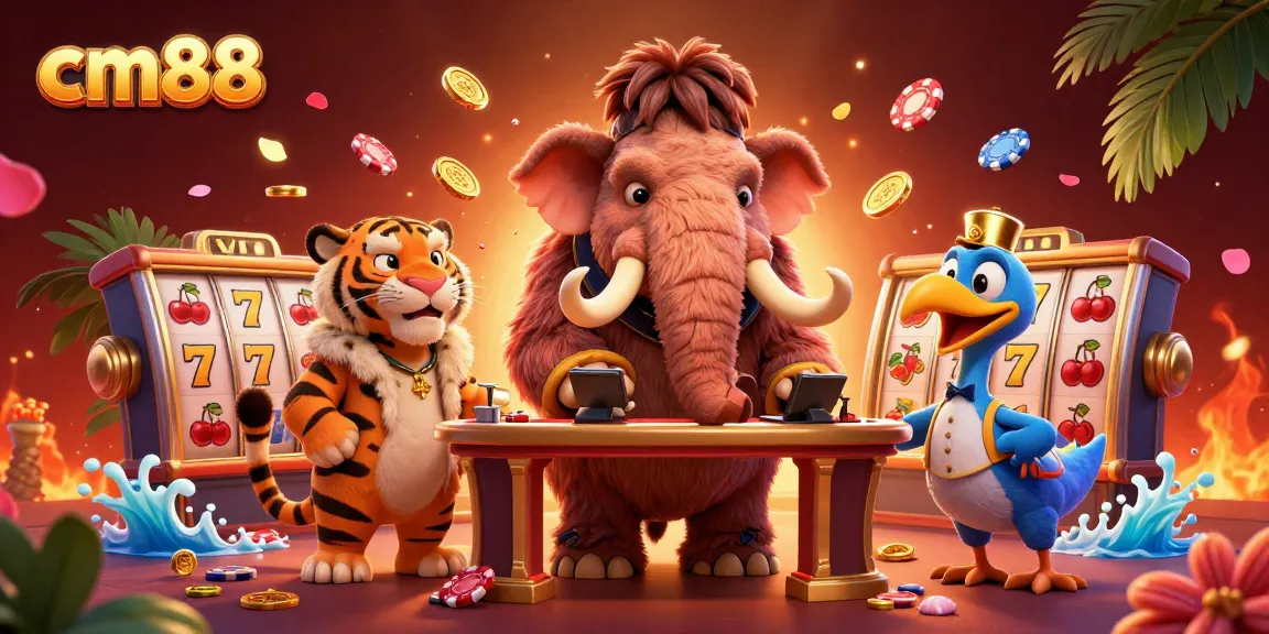 Engage with cm88's thrilling slot games featuring a woolly mammoth bouncer and lively casino atmosphere.
