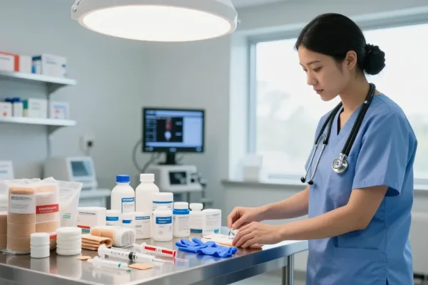 Quality Canadian Medical supplies displayed in a bright clinic setting, highlighting essential healthcare equipment.