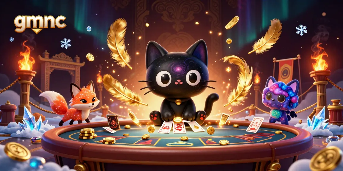Experience thrilling gameplay with gmnc in a cosmic casino setting, where a black hole cat brings in golden chips!